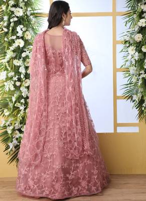 Peach Embroidered Net Salwar 2