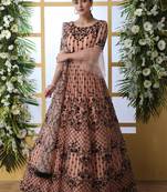 Peach Embroidered Net Salwar