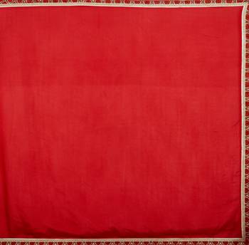 red plain tussar silk saree with blouse 4