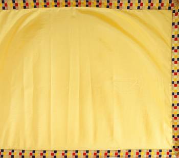 yellow plain tussar silk saree with blouse 5