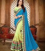   multicolor embroidered art silk saree with blouse