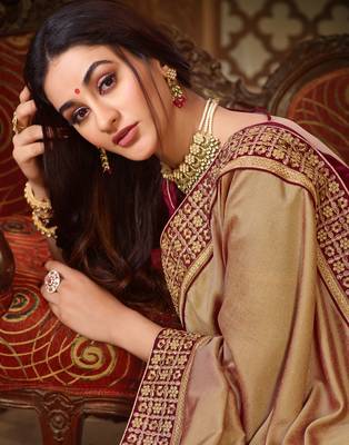   multicolor embroidered art silk saree with blouse 2
