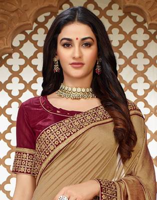   multicolor embroidered art silk saree with blouse 4