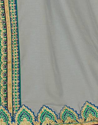   multicolor embroidered art silk saree with blouse 3