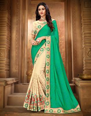   multicolor embroidered art silk saree with blouse 1