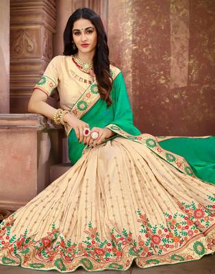   multicolor embroidered art silk saree with blouse 2