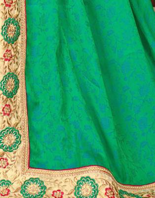   multicolor embroidered art silk saree with blouse 3