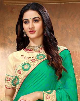   multicolor embroidered art silk saree with blouse 4