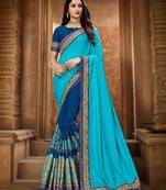   multicolor embroidered art silk saree with blouse