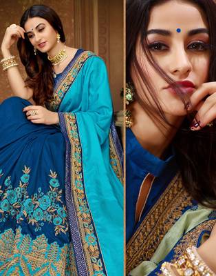   multicolor embroidered art silk saree with blouse 2