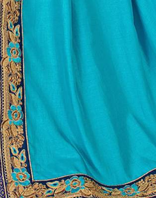   multicolor embroidered art silk saree with blouse 3