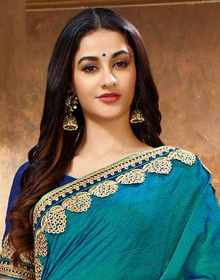   multicolor embroidered art silk saree with blouse 4