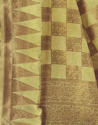 Yellow woven banarasi silk saree with blouse 4