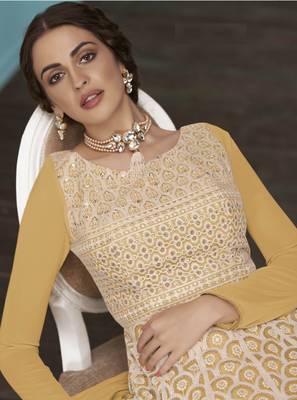 Coffee embroidered faux georgette salwar 2