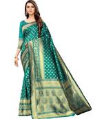 green woven jacquard saree with blouse