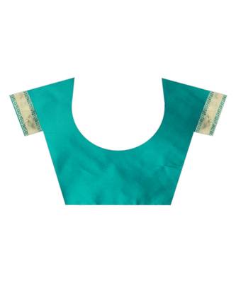 green woven jacquard saree with blouse 6