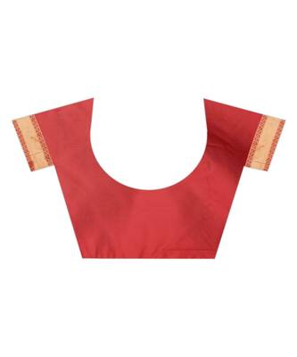 red woven jacquard saree with blouse 6