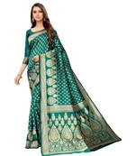 green woven jacquard saree with blouse