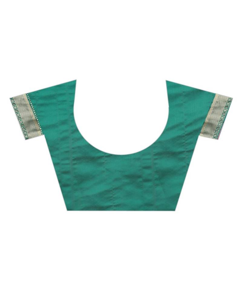 green woven jacquard saree with blouse