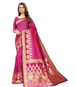 pink woven jacquard saree with blouse