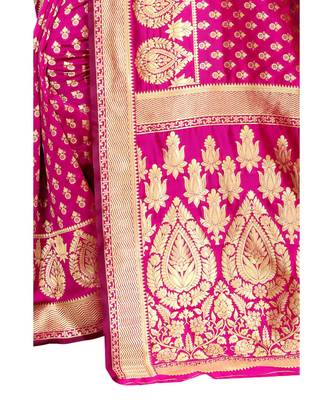 pink woven jacquard saree with blouse 2
