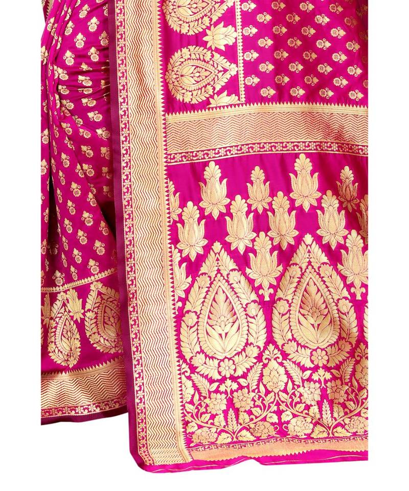 pink woven jacquard saree with blouse