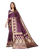 wine woven jacquard saree with blouse