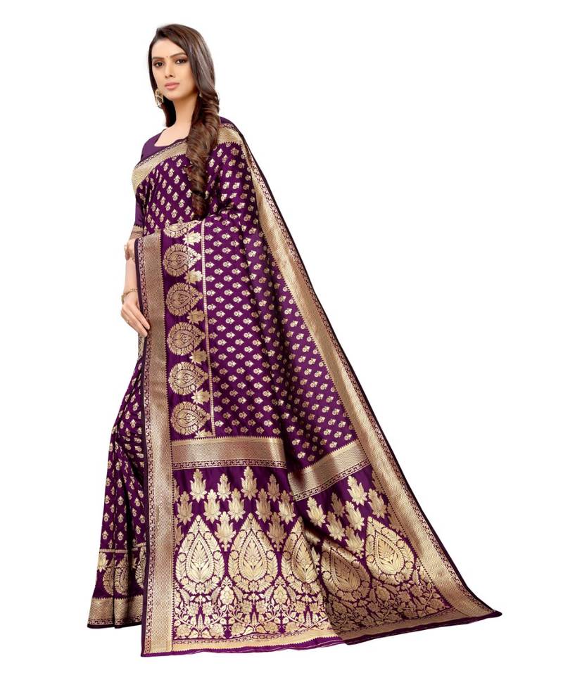 wine woven jacquard saree with blouse