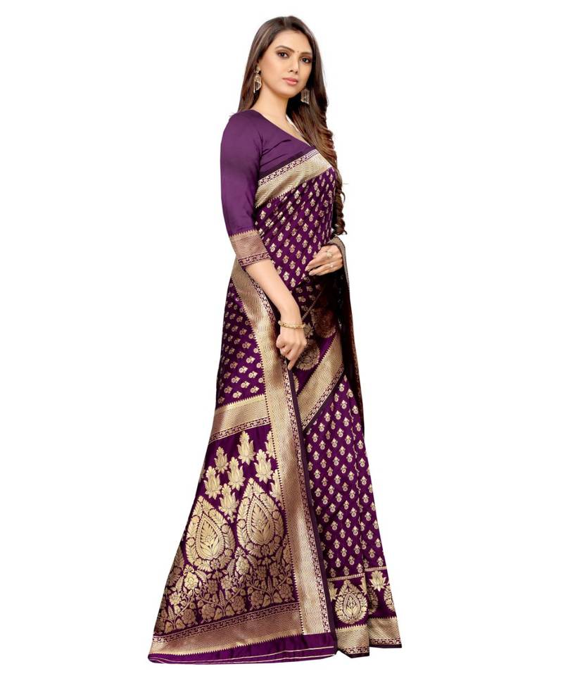 wine woven jacquard saree with blouse