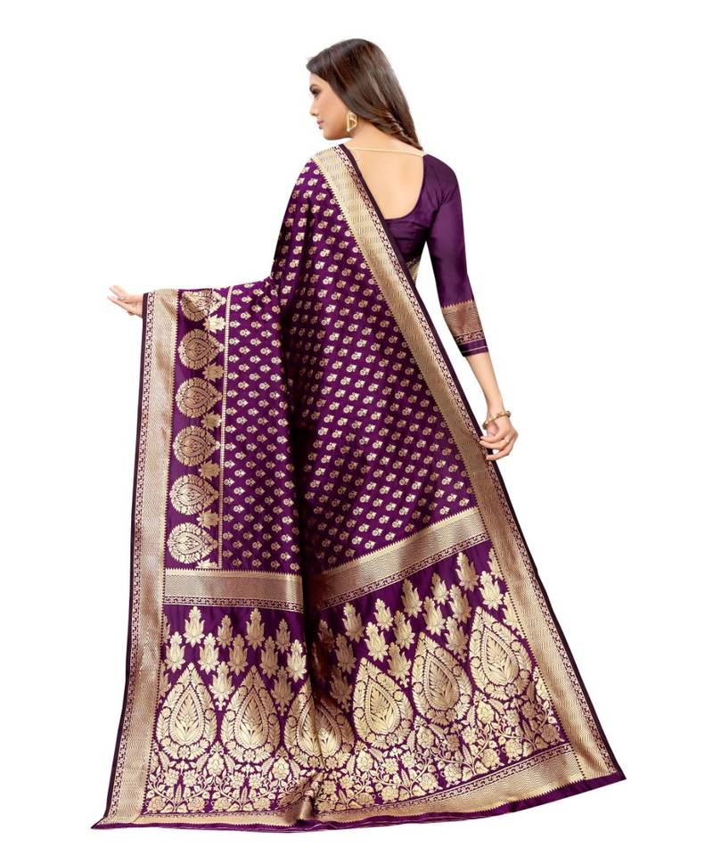 wine woven jacquard saree with blouse