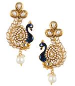 Pearl stone peacock earring with kundan & pearl work v633w
