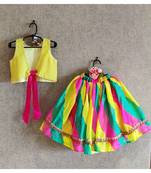 Yellow Top With Multicolour Ghaghra