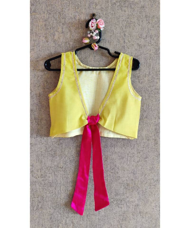 Yellow Top With Multicolour Ghaghra