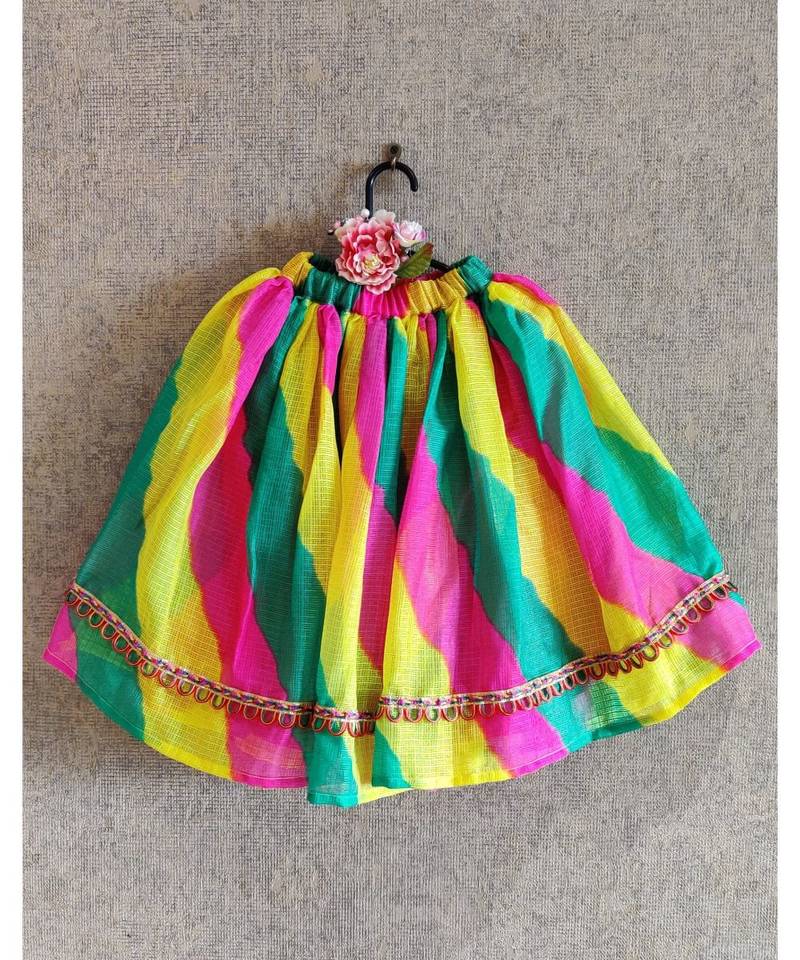 Yellow Top With Multicolour Ghaghra