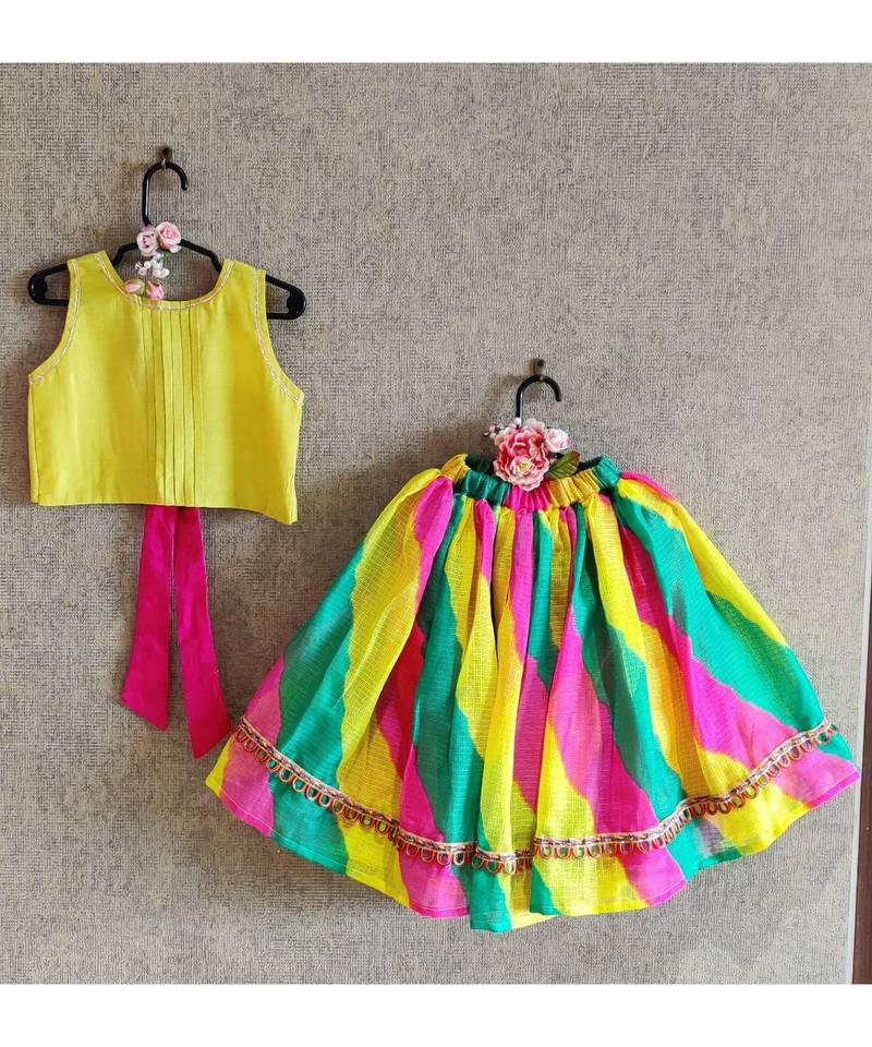 Yellow Top With Multicolour Ghaghra