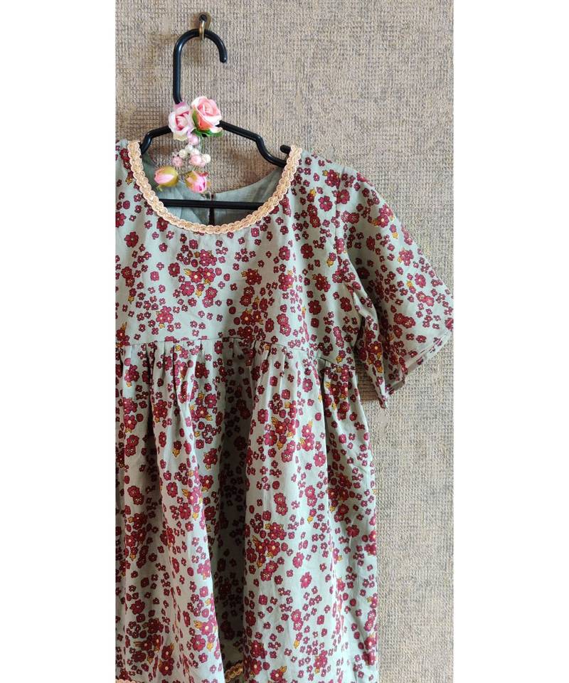 Green Kurta With Printed Palazzo