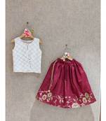 Cream Gota Top With Ghaghra