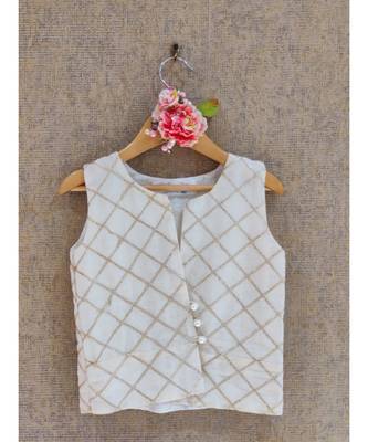 Cream Gota Top With Ghaghra 2