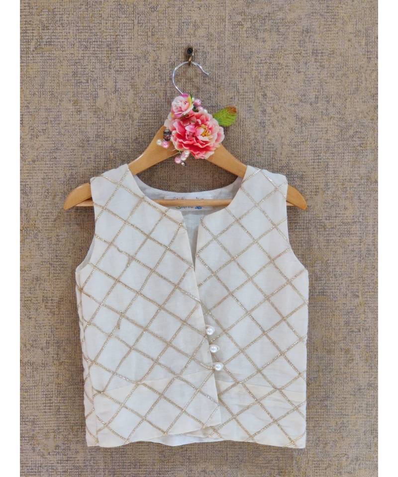 Cream Gota Top With Ghaghra