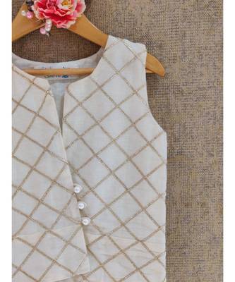 Cream Gota Top With Ghaghra 3
