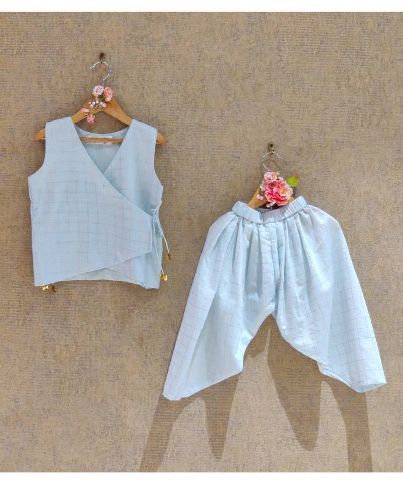 Powder Blue Dhoti Set