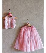 Embroidered Crop Top With Skirt