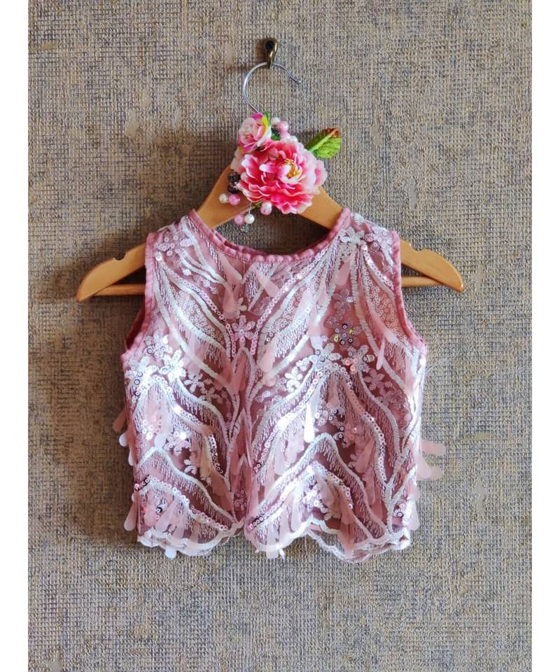 Embroidered Crop Top With Skirt