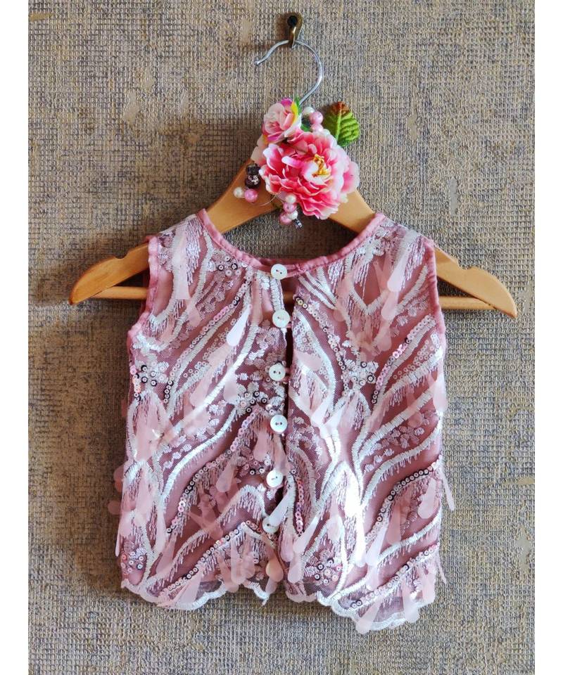 Embroidered Crop Top With Skirt