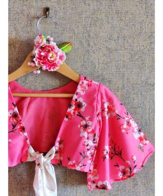 Flower Print Crop Top And Ghaghra 3