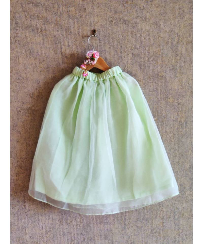 Pastel Green Top With Golden Embroidary And Ghaghra