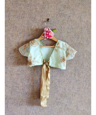 Pastel Green Top With Golden Embroidary And Ghaghra 4