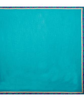 green plain tussar silk saree with blouse 4
