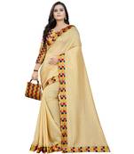 beige plain tussar silk saree with blouse