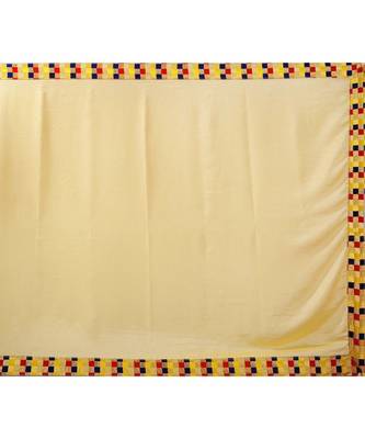 beige plain tussar silk saree with blouse 5